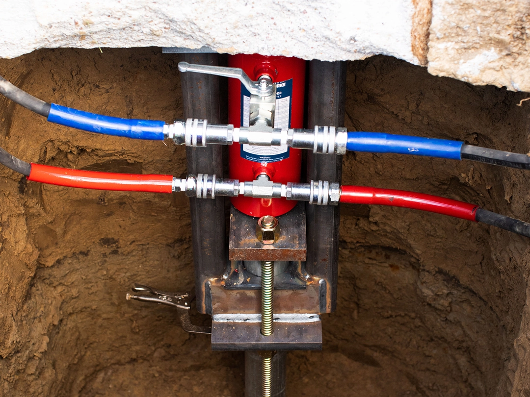 An instrument used in foundation repairs in Oak Bluff.